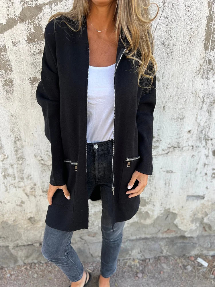 Ida | Round Neck Zipper Long Sleeve Casual Jacket