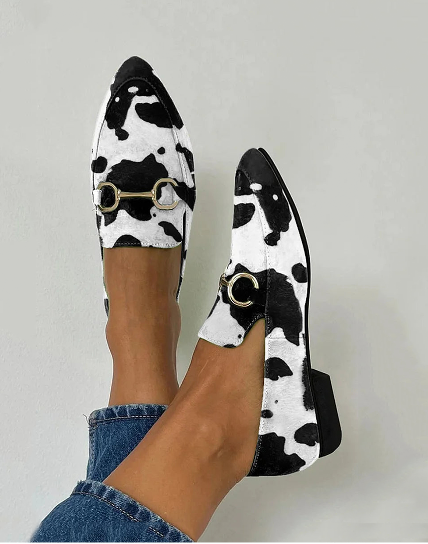 Delphine | Printed Buckle Loafers
