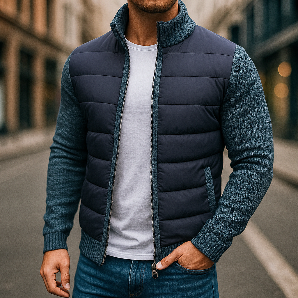 Falko | Hybrid Winter Jacket with Knitted Structure on Sleeves and Collar