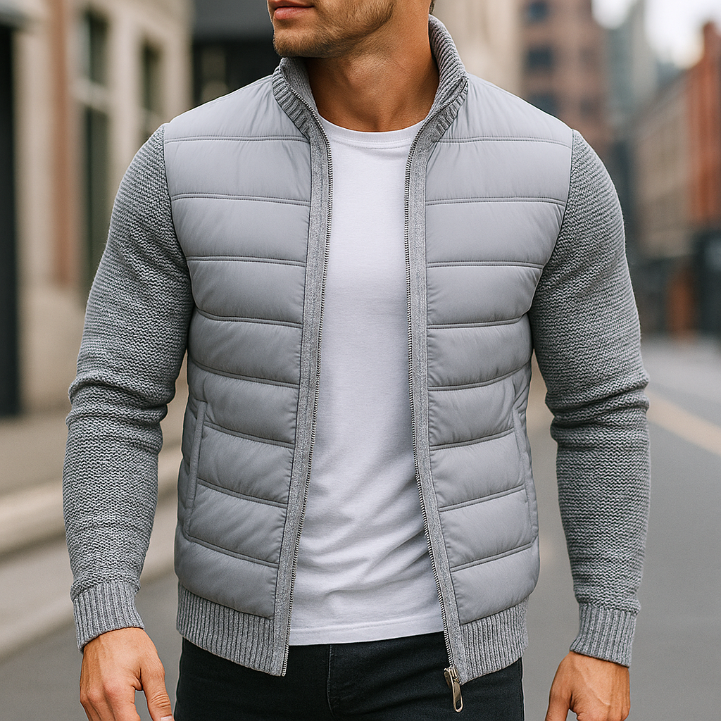 Falko | Hybrid Winter Jacket with Knitted Structure on Sleeves and Collar