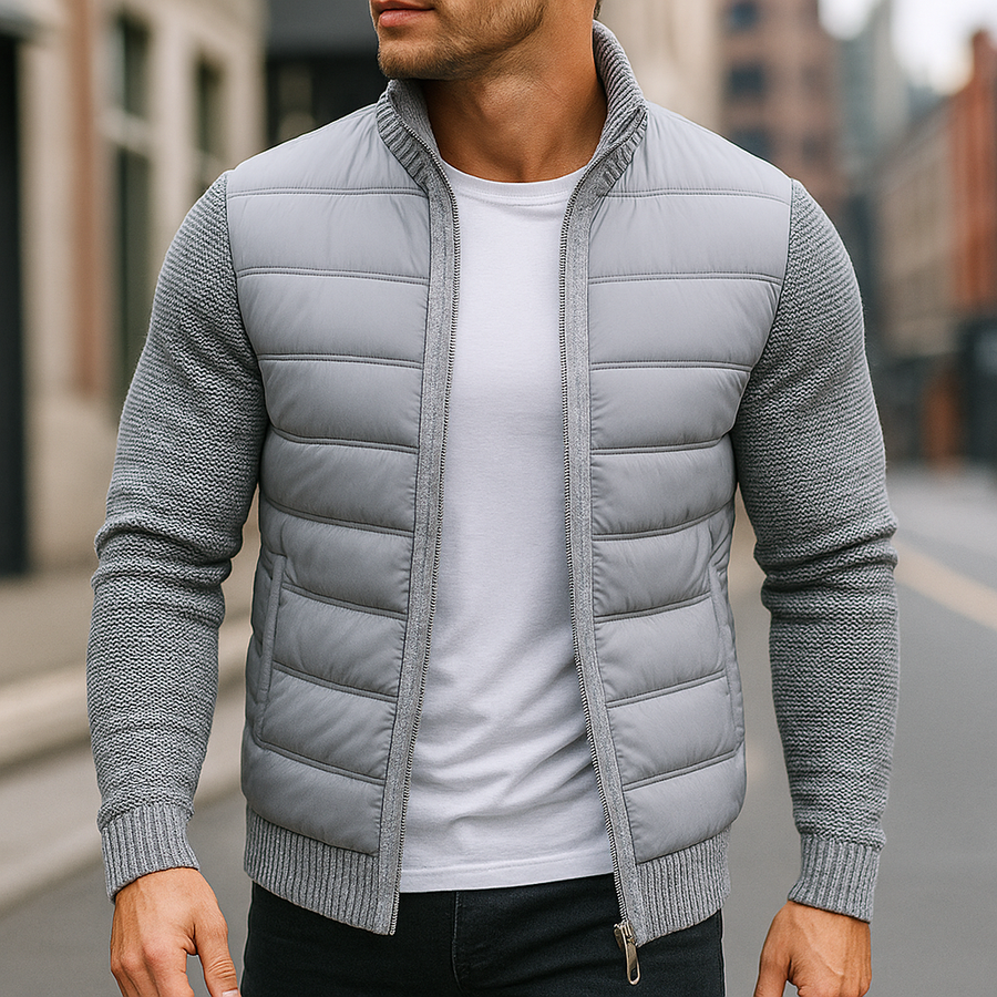 Falko | Hybrid Winter Jacket with Knitted Structure on Sleeves and Collar