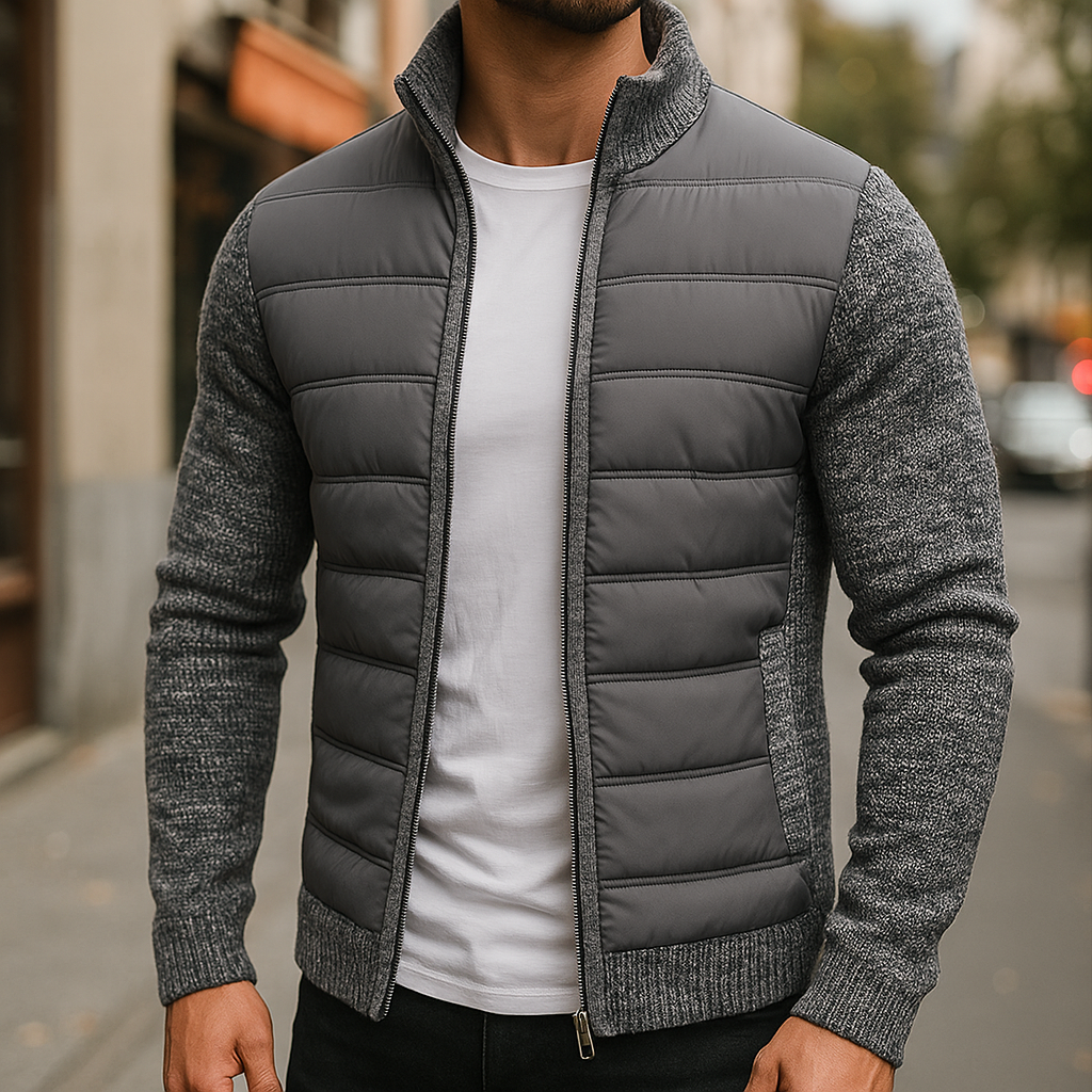 Falko | Hybrid Winter Jacket with Knitted Structure on Sleeves and Collar
