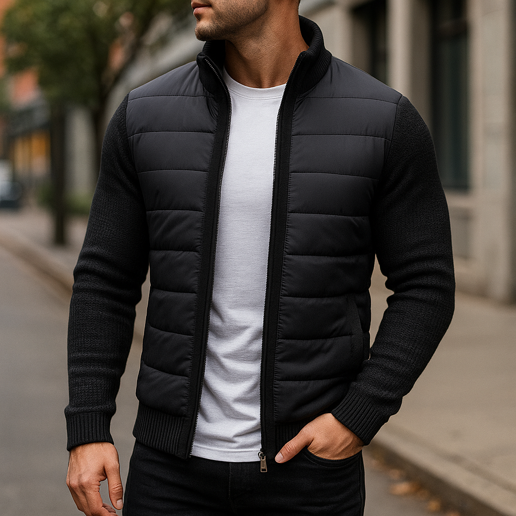 Falko | Hybrid Winter Jacket with Knitted Structure on Sleeves and Collar