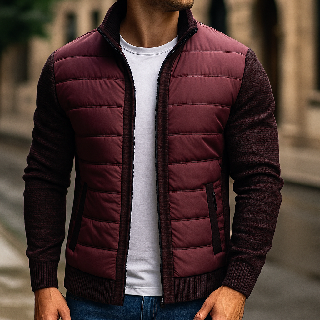 Falko | Hybrid Winter Jacket with Knitted Structure on Sleeves and Collar