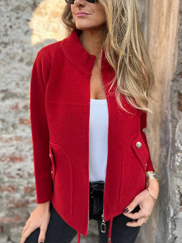 Lynette | Fashionable Jacket with Stand-Up Collar and Button Pockets