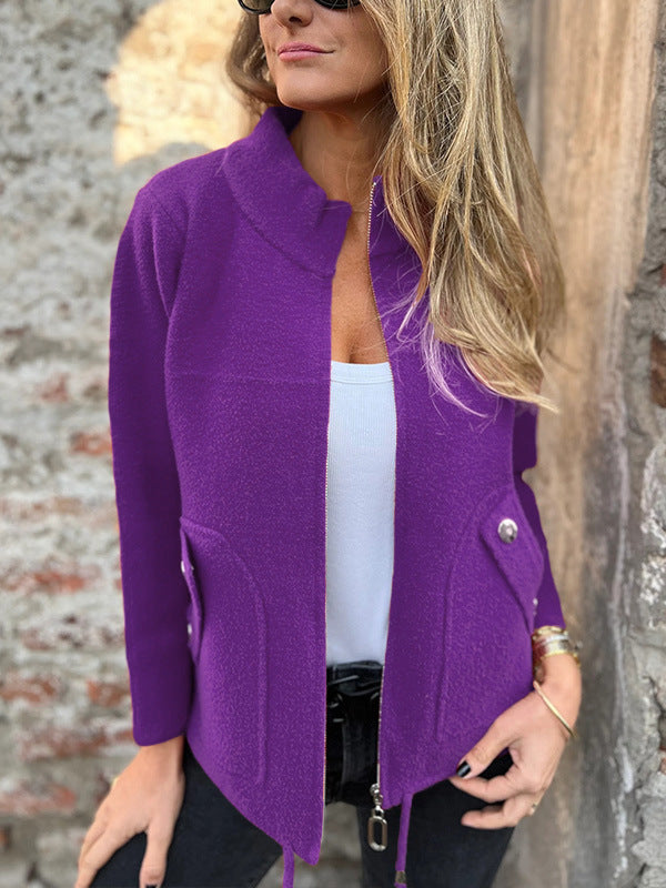 Lynette | Fashionable Jacket with Stand-Up Collar and Button Pockets