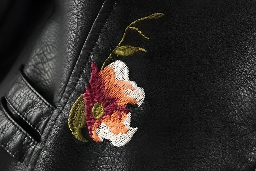Minerva | Leather Jacket with Embroidery