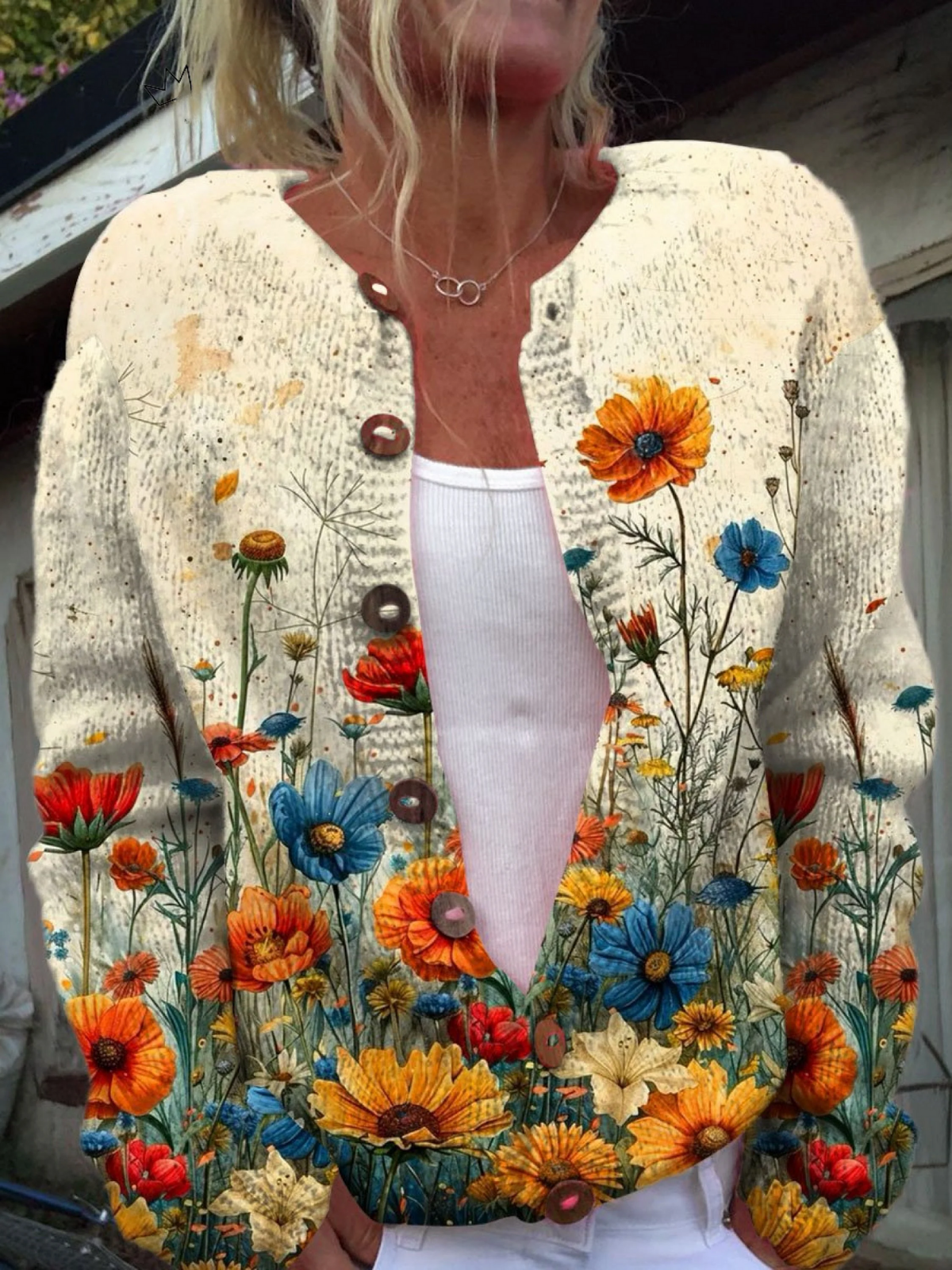 Tansy | Floral Handmade Knit Cardigan