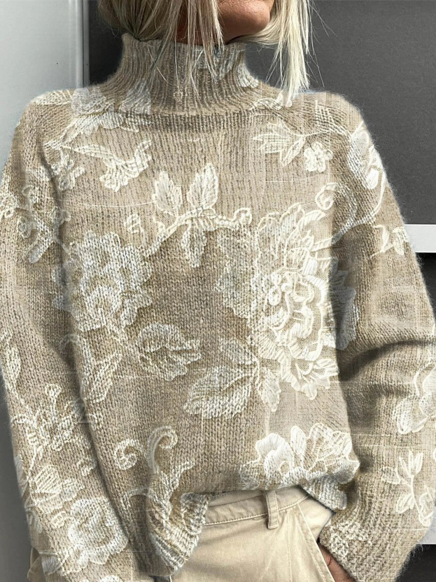 Deborah | Botanical High-Neck Sweater