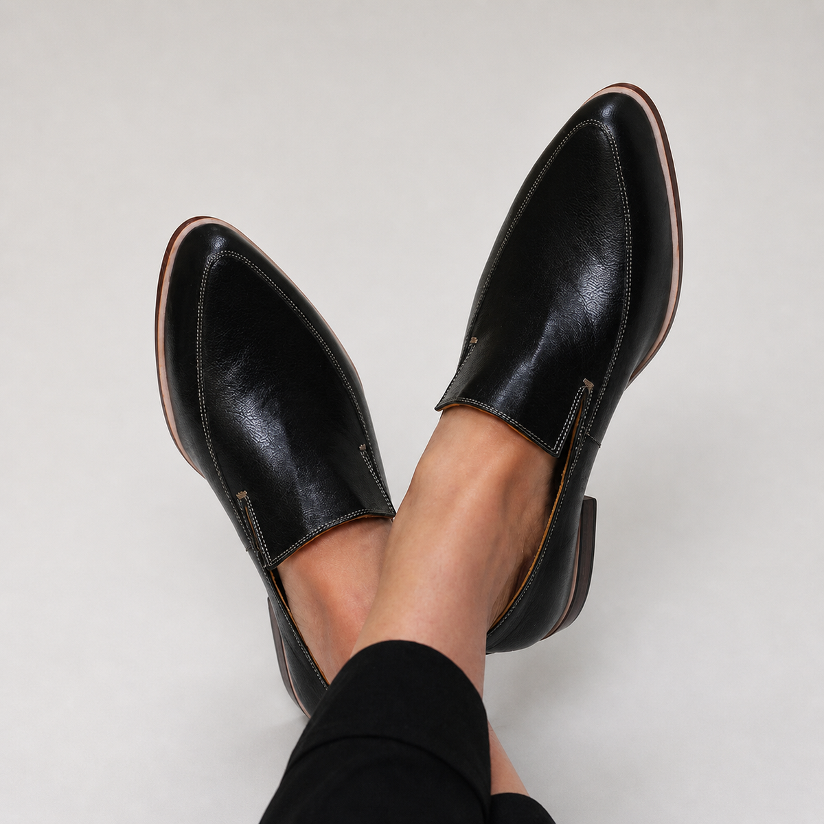 Hilde | Black Patchwork Moccasins