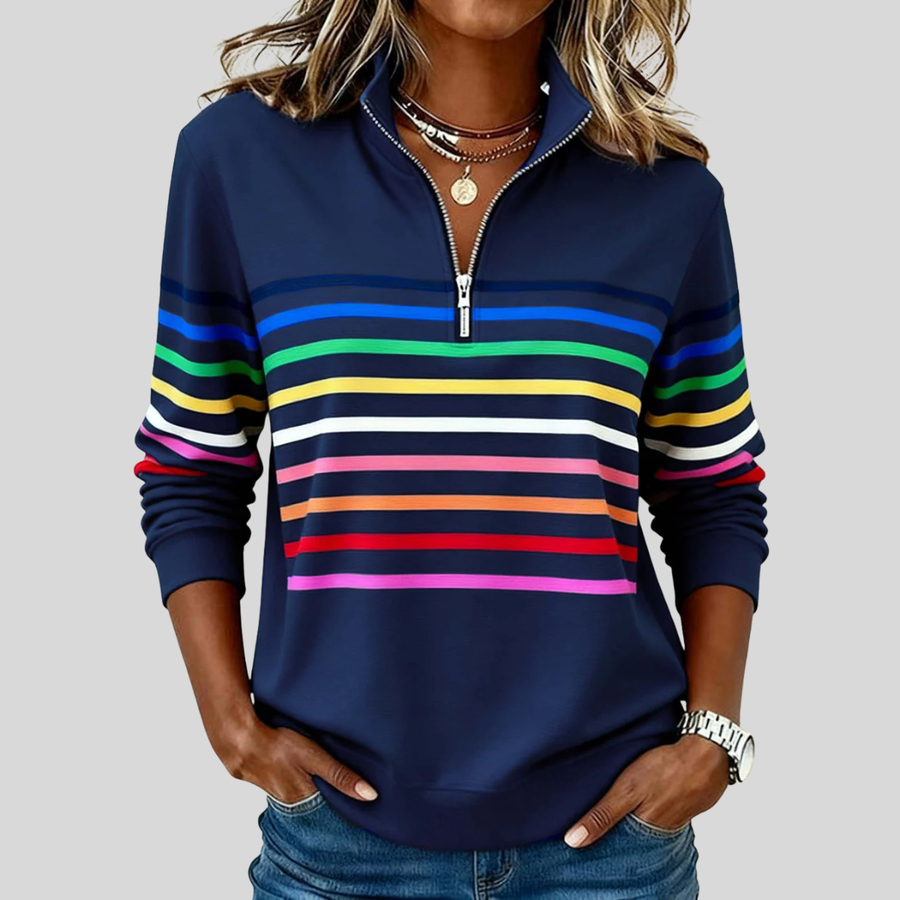 Bryony - Colourful Striped Quarter-Zip Sweatshirt