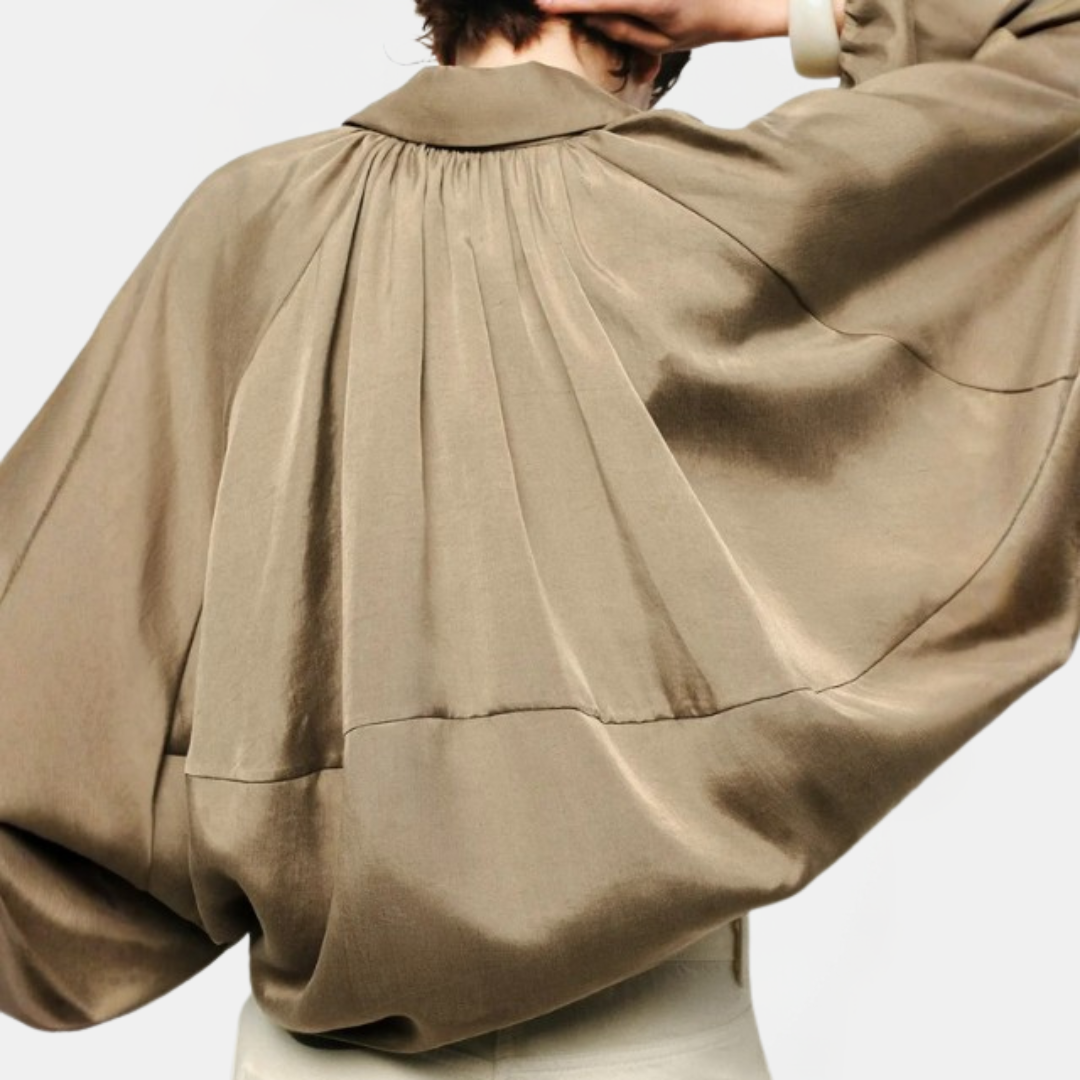Women's Bomber Jacket with Balloon Sleeves and Zipper in Plus Size