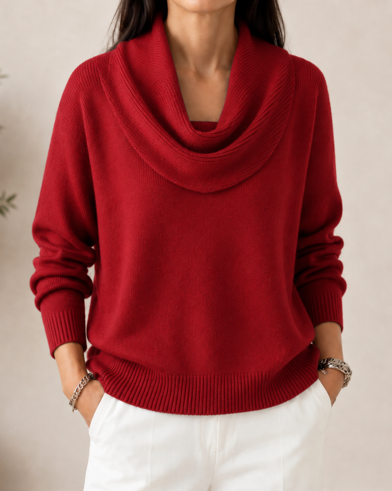 Caralina™ | Elegant Cowl Neck Knit Sweater
