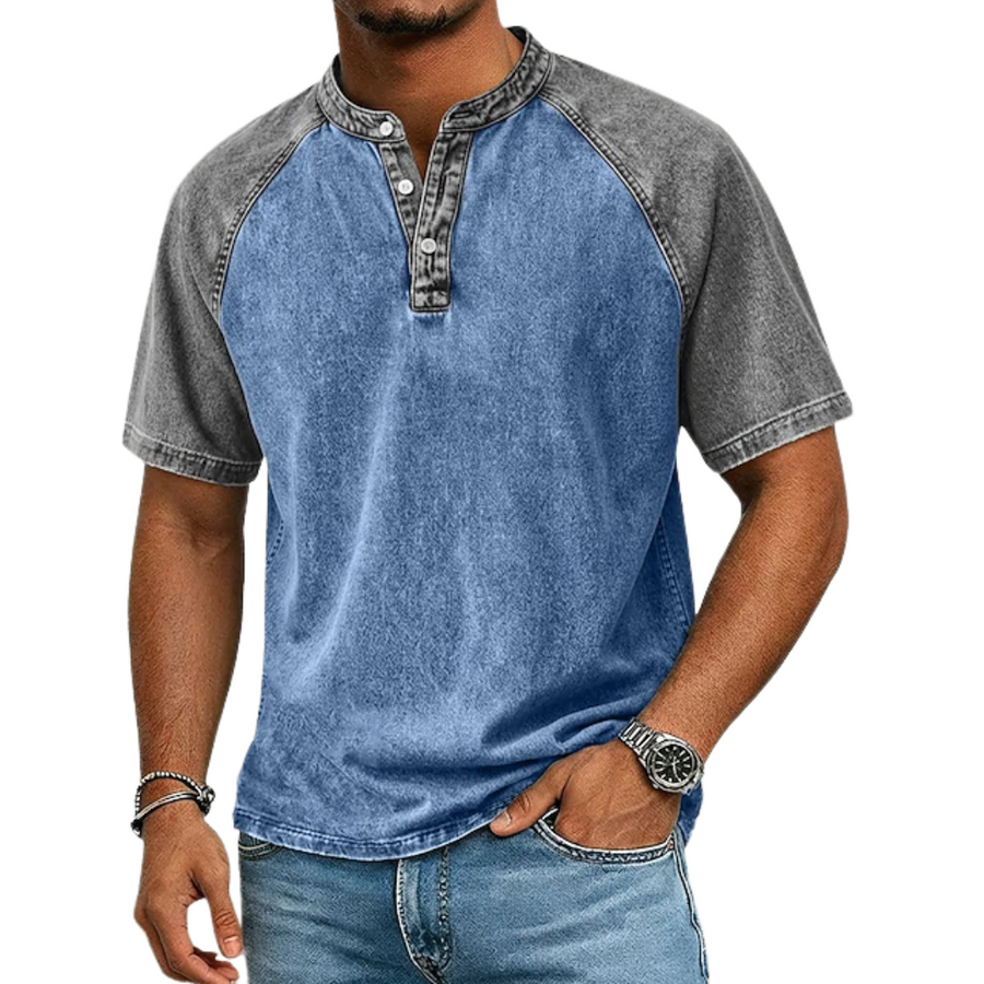 Tim - Vintage Two-Tone Henley Shirt