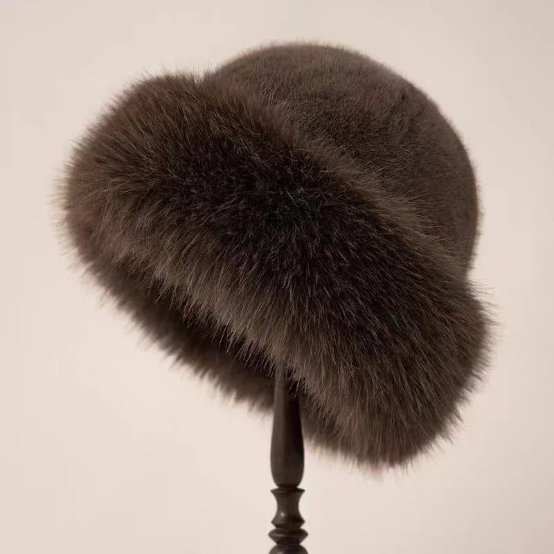 Selena™ Plush Faux Fur Hat Brown– Cozy Warmth, Chic Style