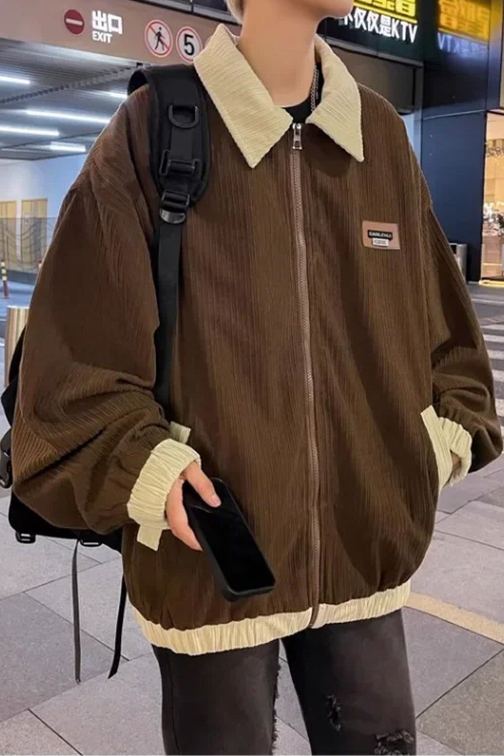Yujohn | Retro Cord Jacket with Contrast Collar