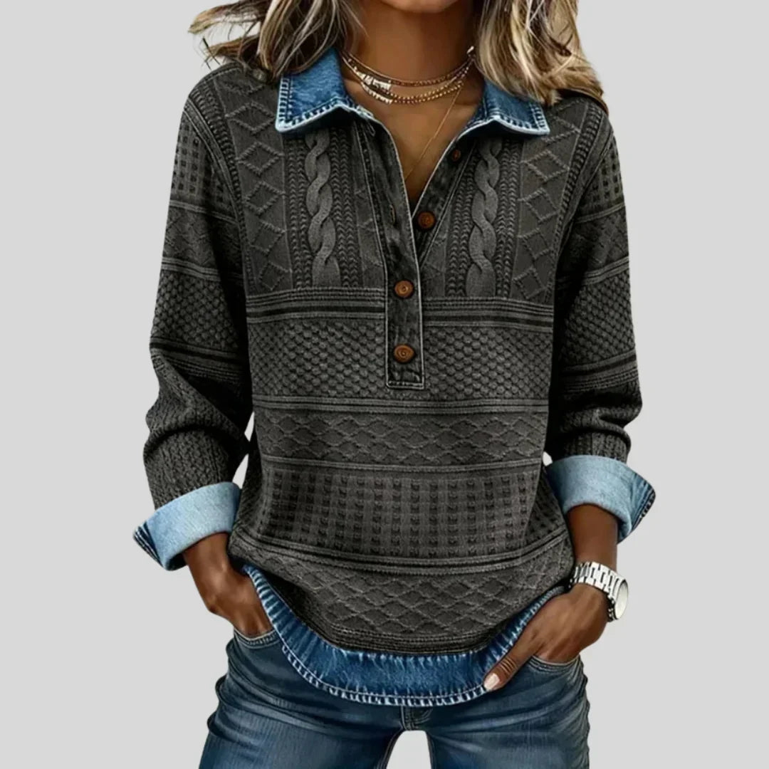 Azalea - Vintage Cable Knit Collared Sweater