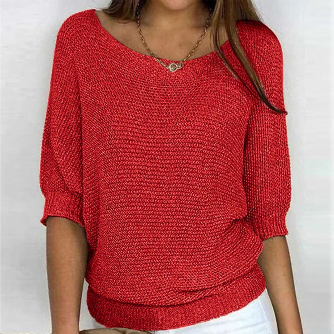 Marilyn | Merino Wool Elegant Knitted Short-Sleeve Sweater