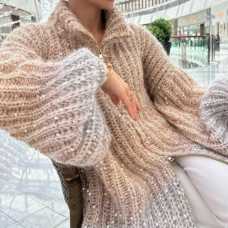 MaraKnit™ | Cardigan with Glitter Sequins