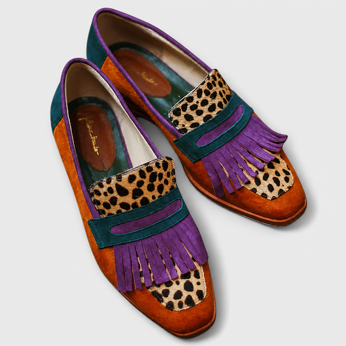 Luise | Brown Moccasins with Leopard Print