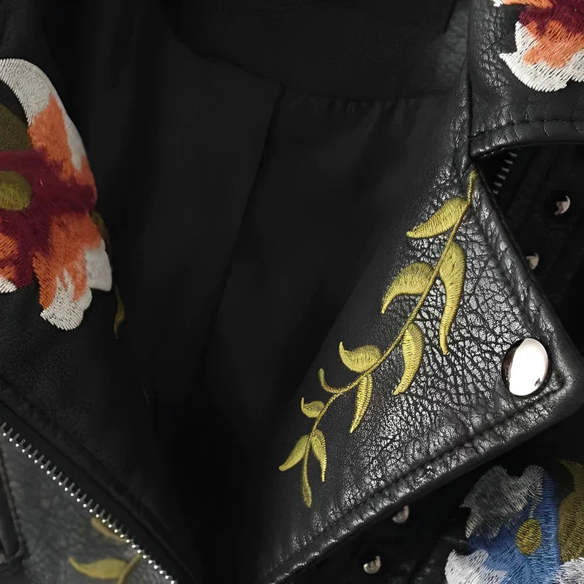 Minerva | Leather Jacket with Embroidery