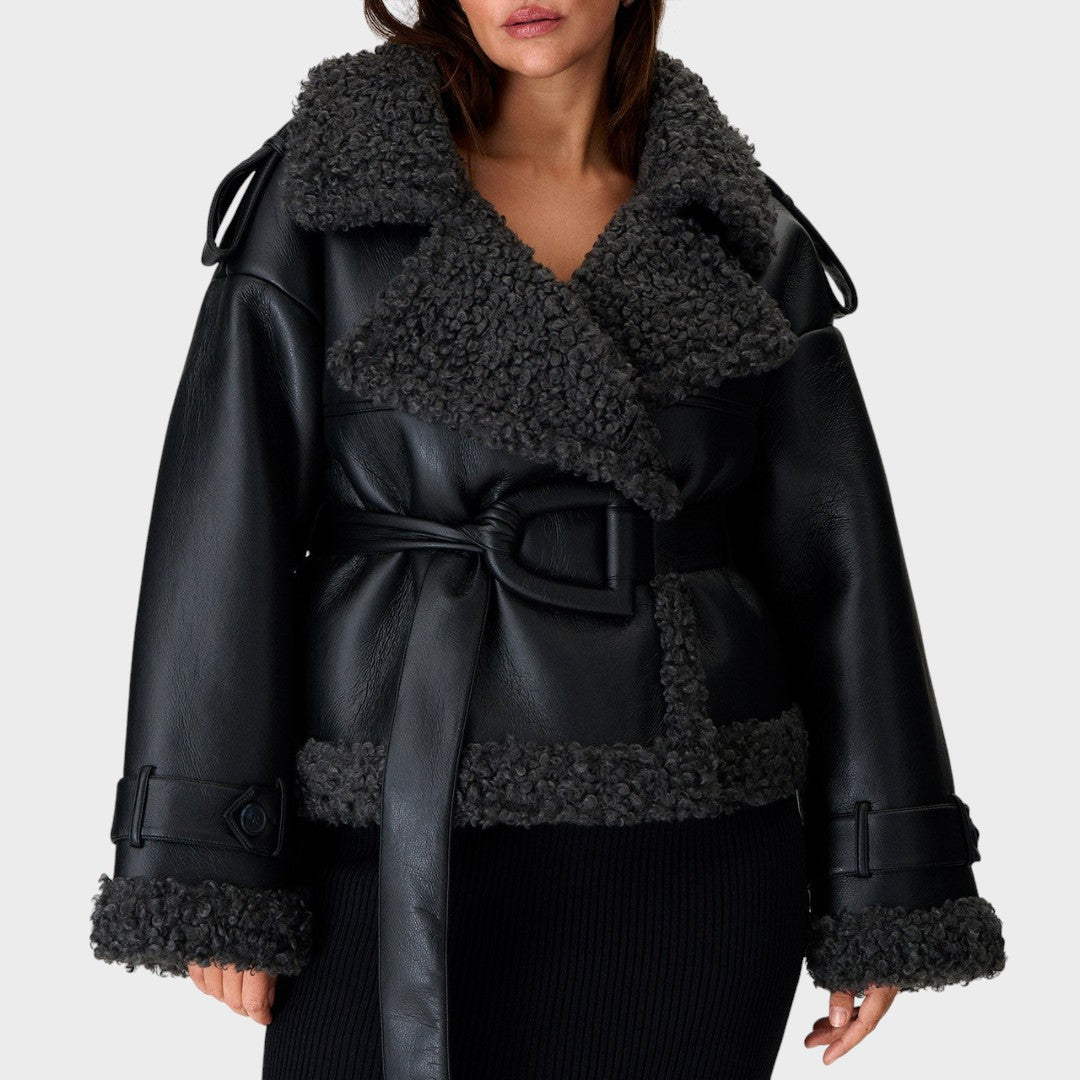 Nikola™ | Leather Coat with Belt