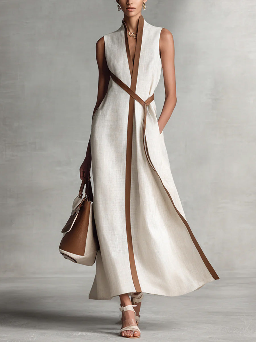 Colette | Belted V-Neck Midi Dress