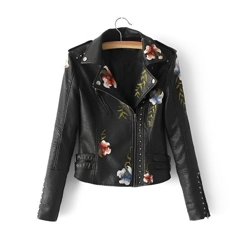 Minerva | Leather Jacket with Embroidery