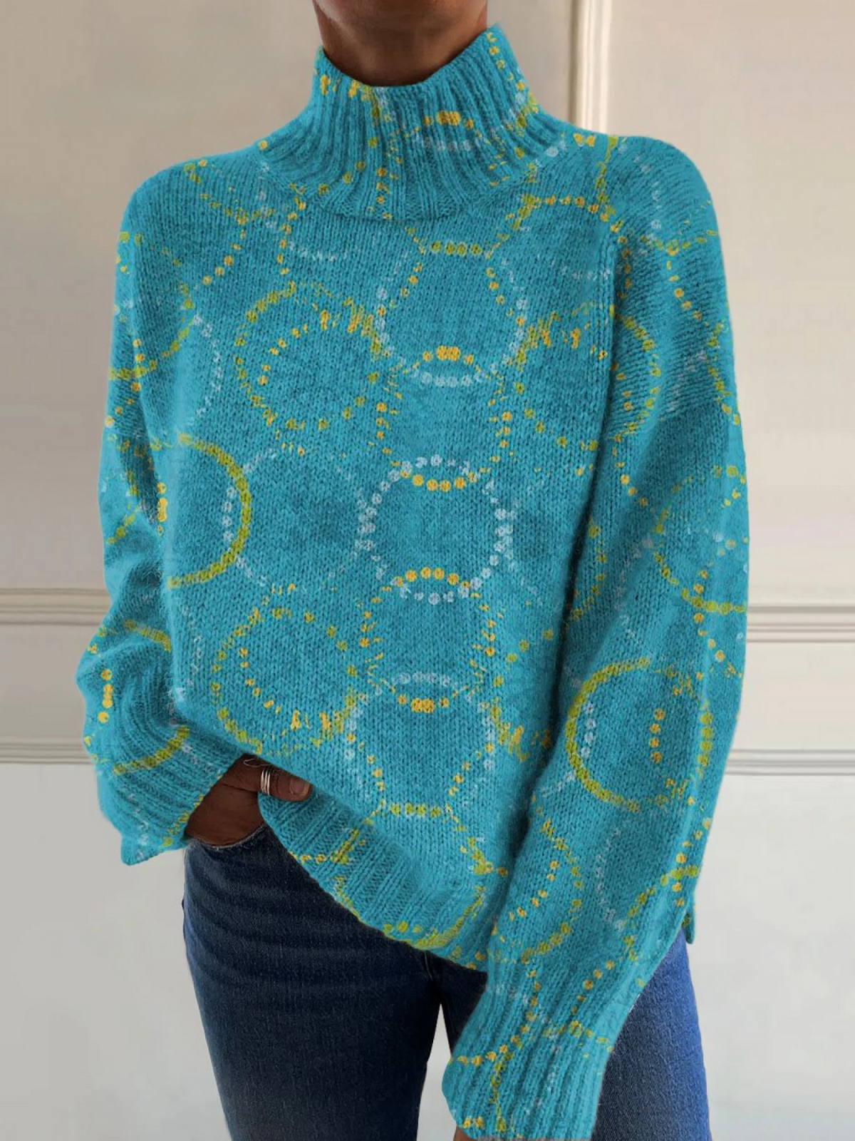 Elara | High-Neck Patterned Sweater