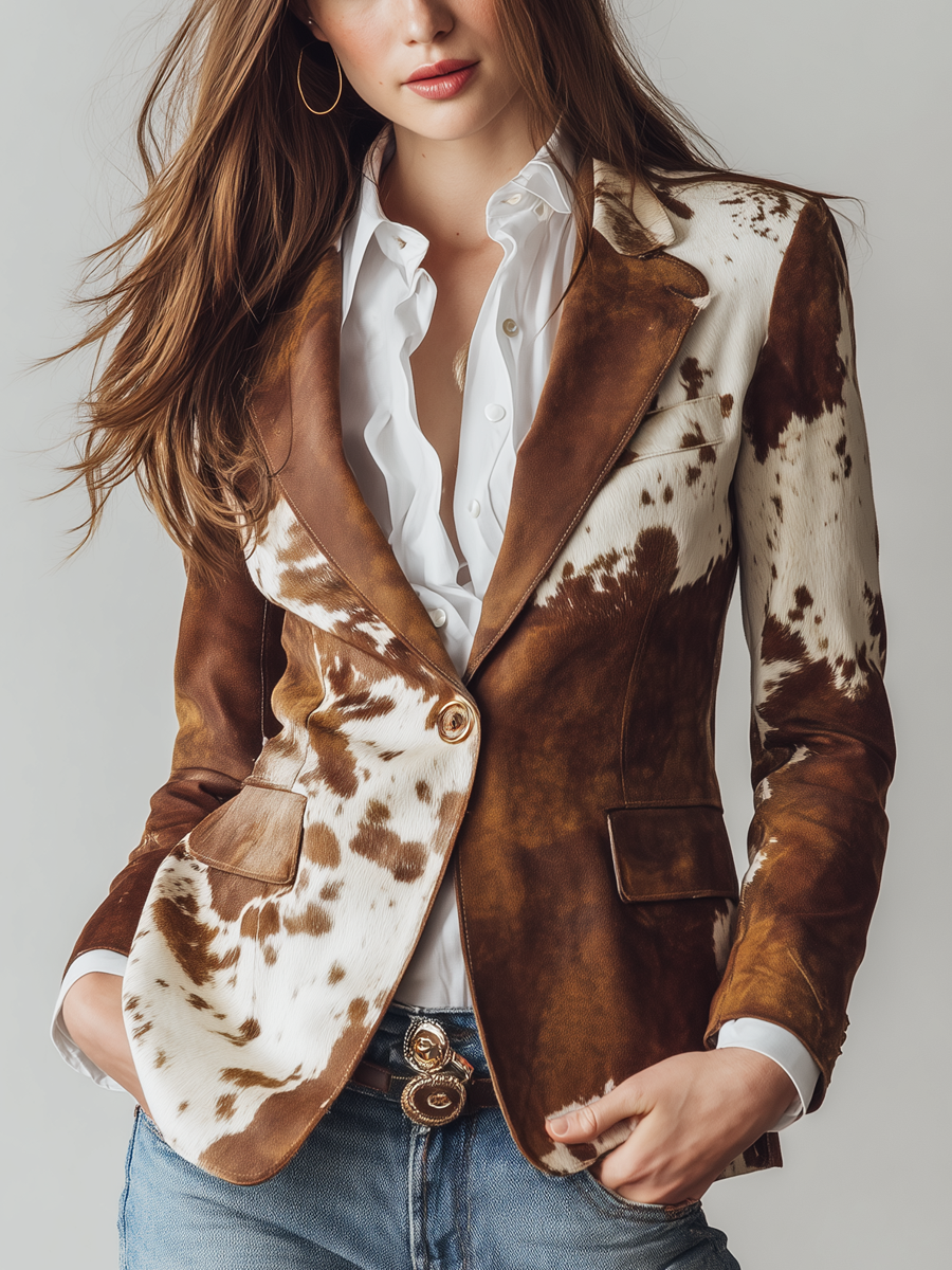 Alessia | Vintage Blazer with Cow Print Eco-Responsible