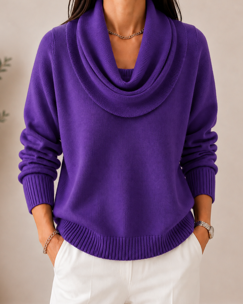 Caralina™ | Elegant Cowl Neck Knit Sweater