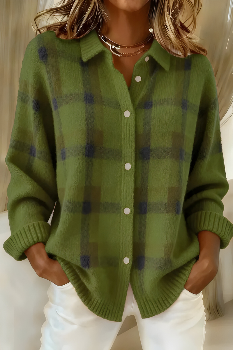 Cozy Plaid Knit Cardigan