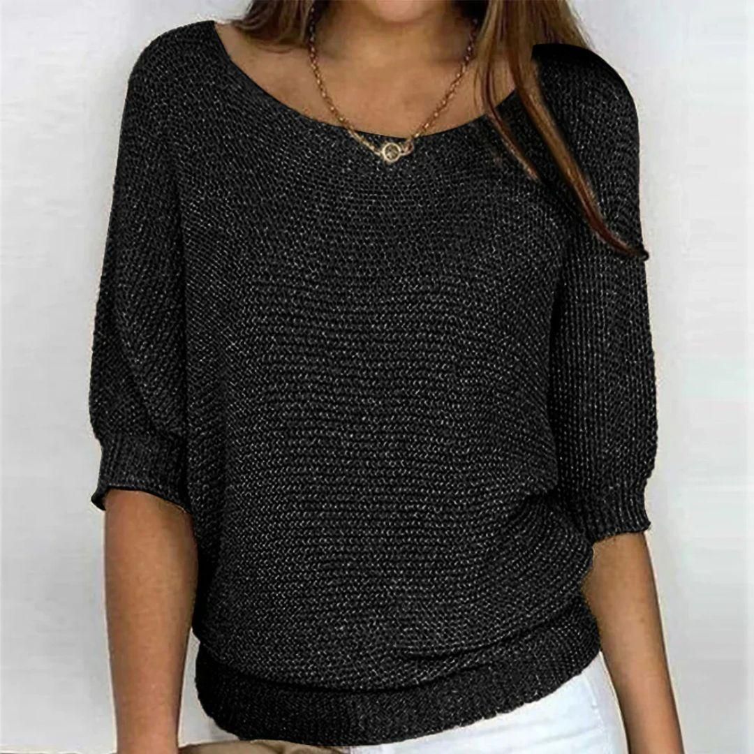 Marilyn | Merino Wool Elegant Knitted Short-Sleeve Sweater