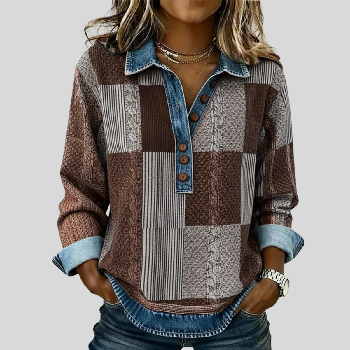 Seren - Colourblock Patchwork Sweatshirt