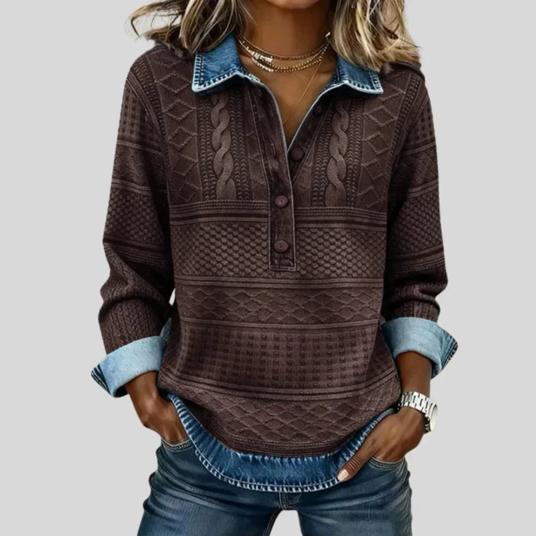 Azalea - Vintage Cable Knit Collared Sweater
