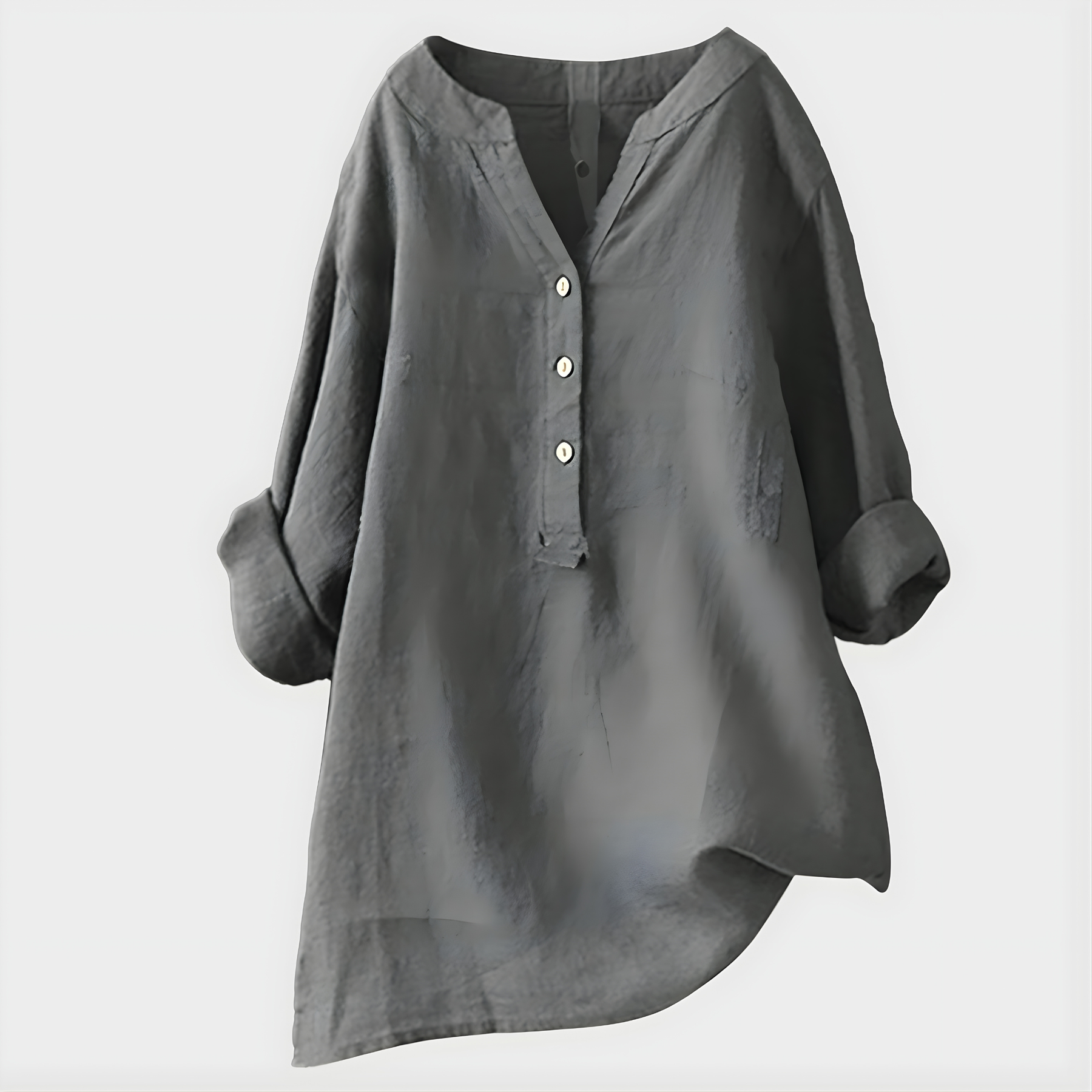 Nikki - Elegant Cotton-Linen V-Neck Blouse