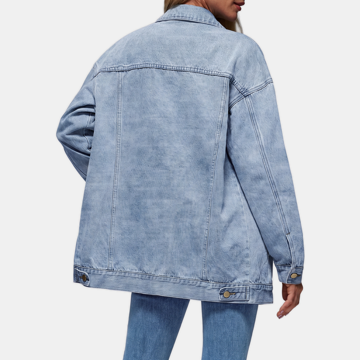 Women’s Oversized Denim Jacket with Snap Buttons