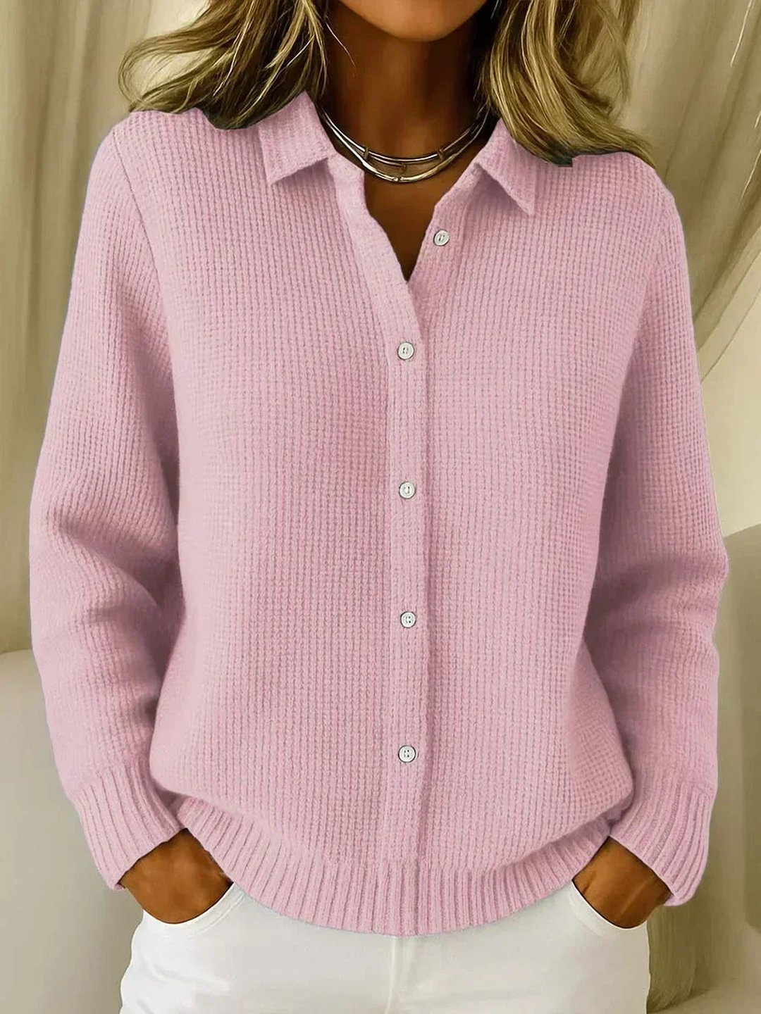 Florella | Textured Knit Button-Up Cardigan