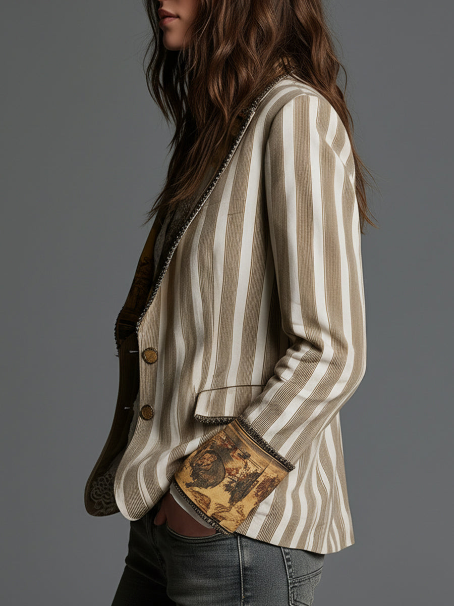 Aleksandra | women's boho striped blazer