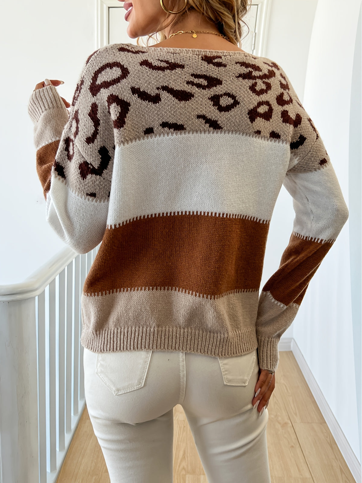 Margot | Leopard Color-Block Pullover Sweater