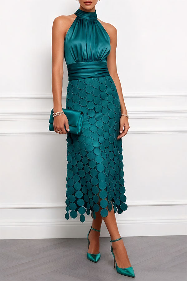 Celine | Halter Neck Occasion Midi Dress