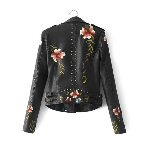 Minerva | Leather Jacket with Embroidery