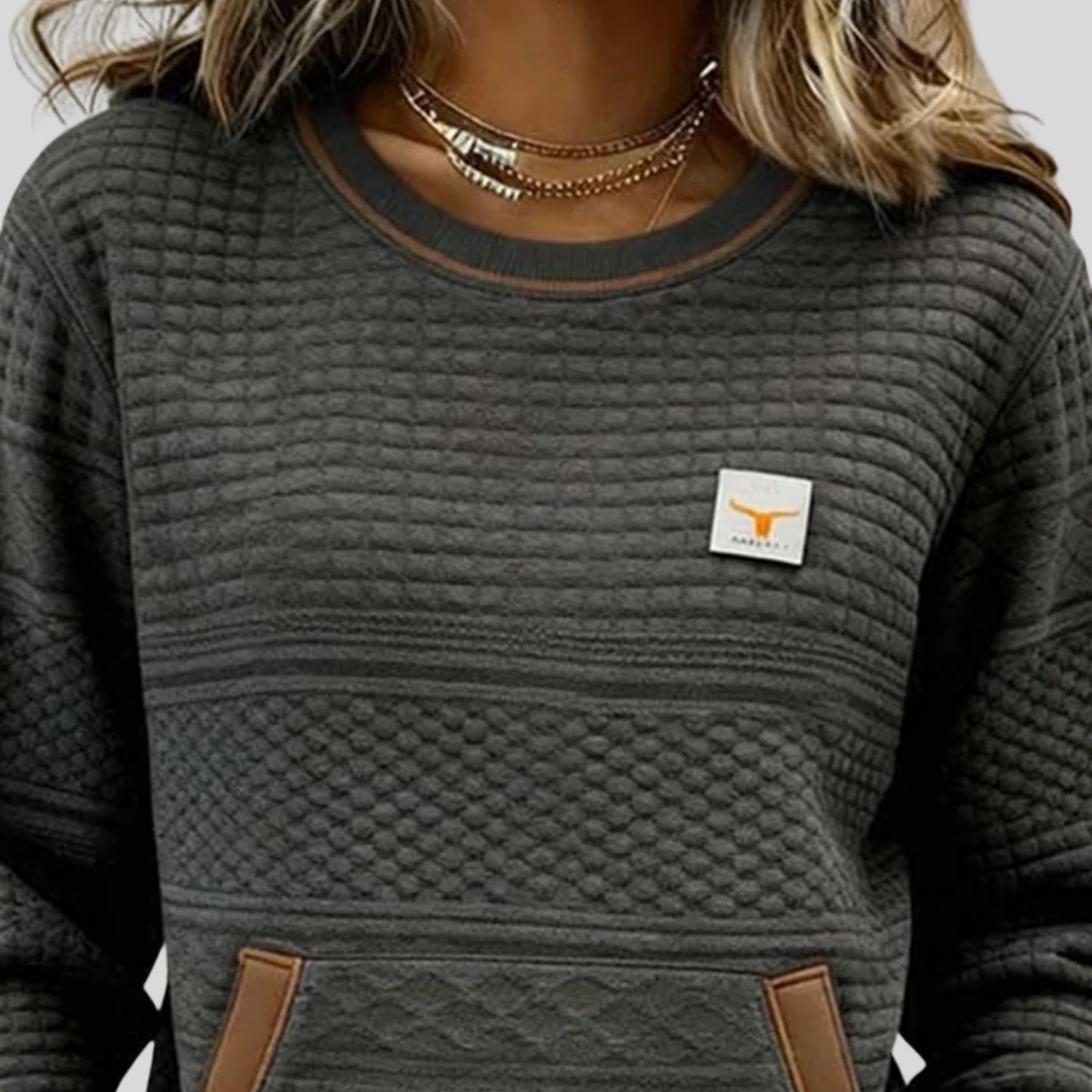 Maeve - Textured Colourblock Crew Neck Sweatshirt