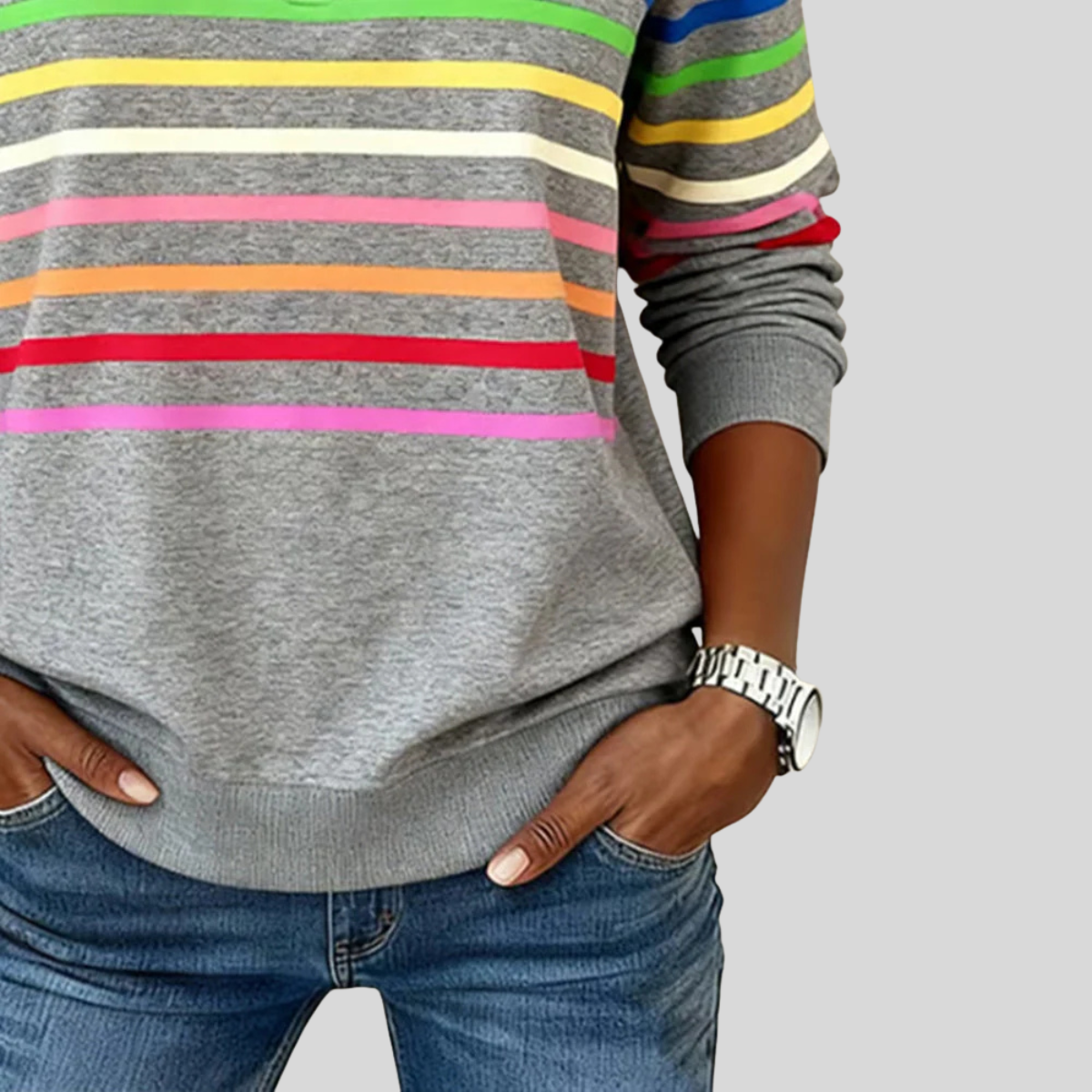 Bryony - Colourful Striped Quarter-Zip Sweatshirt
