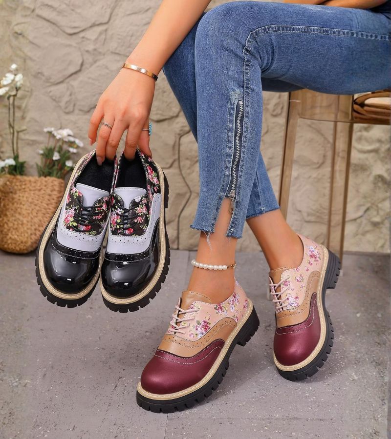 Rheaoova - Floral Oxford Shoes
