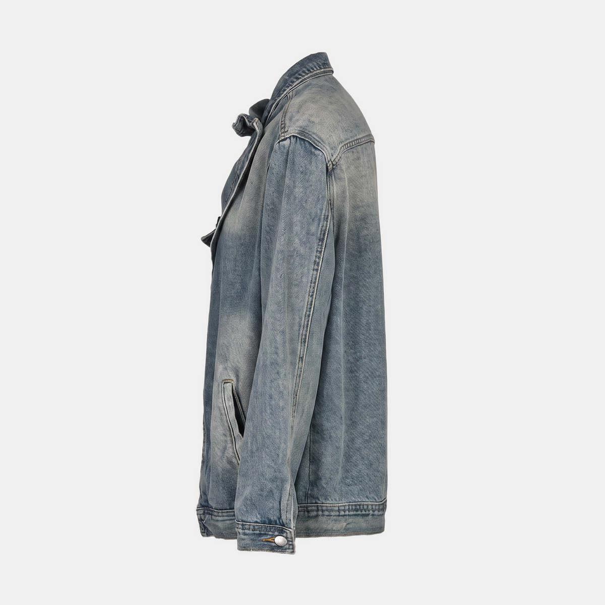 Women's Asymmetrical Button Placket Washed Denim Jacket