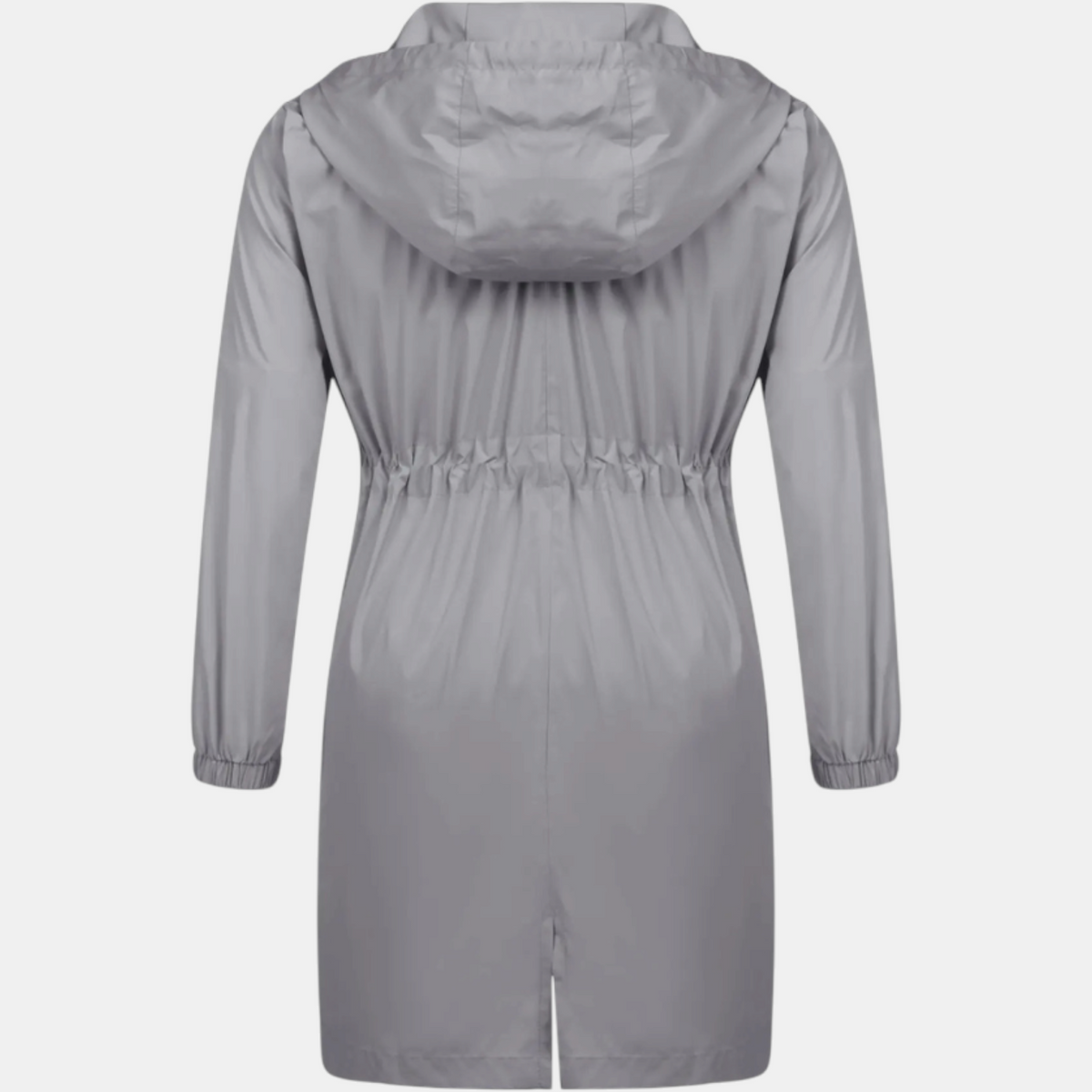 Women's Windbreaker with Drawstring at the Waist, Hood, Long Jacket