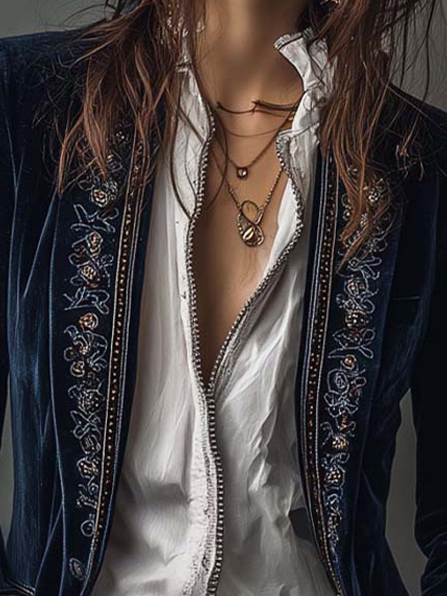 Emilia | Long Embroidered Women's Blazer