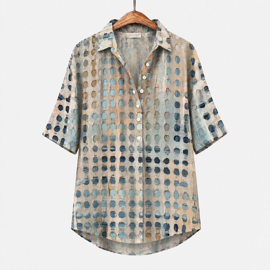 Melody | Abstract Dot Short-Sleeve Blouse