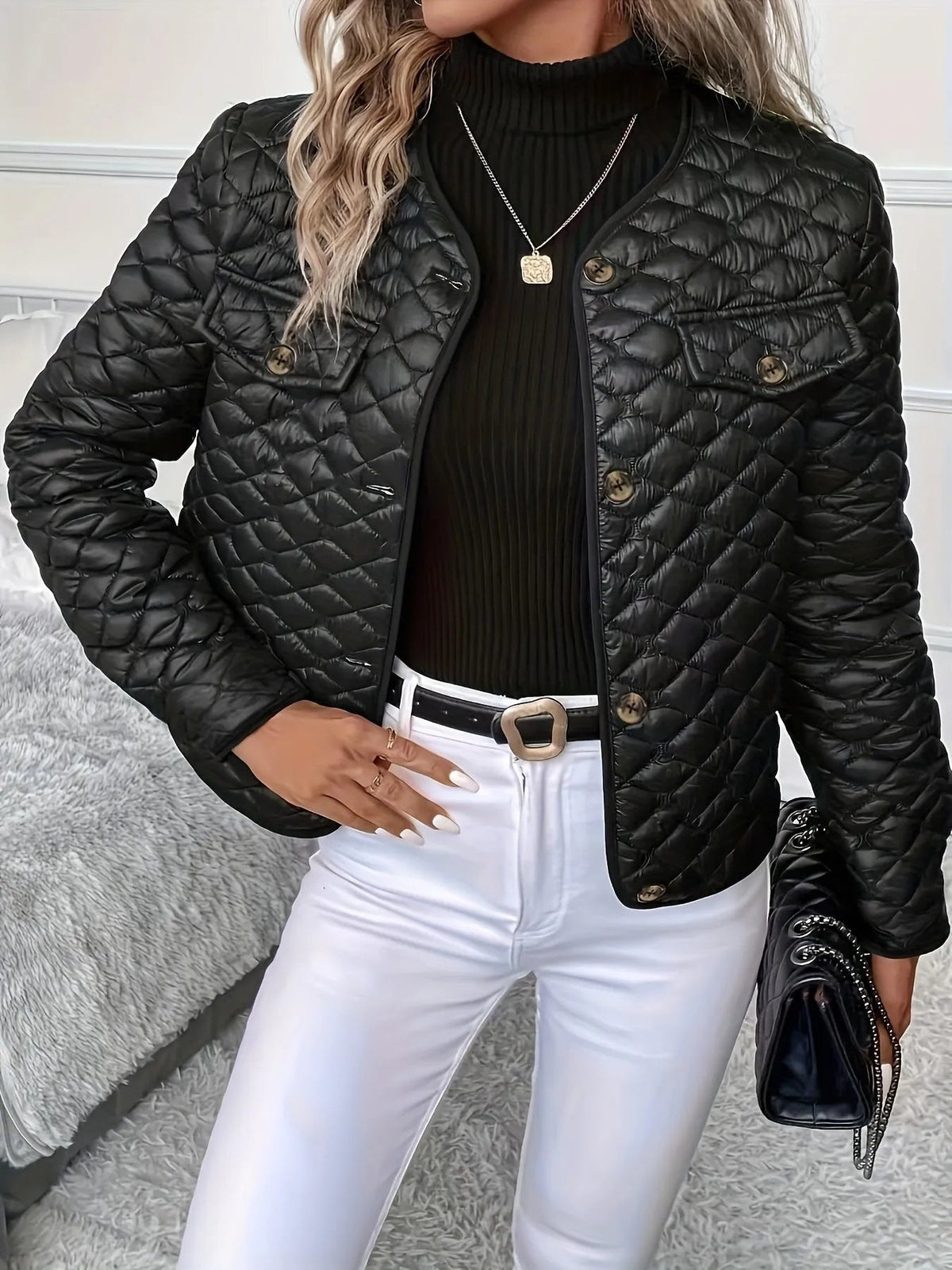 Mariba | Classic Black Quilted Jacket